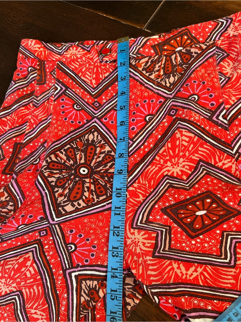 Anthropologie Bohemian Flowy Red Geometric Wide Leg Palazzo Pants Women’s 8 Art - Picture 8 of 15